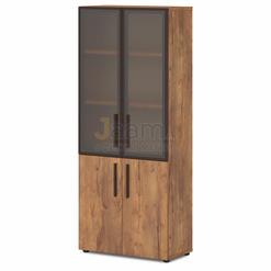 Кабинет руководителя Офисный шкаф высокий широкий со стеклянными дверьми в профиле Т-675