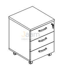 Мебель для персонала Офисная тумба выкатная 3-ящичная с центральным замком А4 212