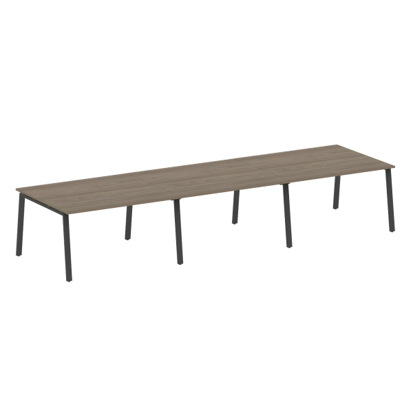 Стол для переговоров (3 столешницы) на А-образном м/к Metal System Style БА.ПРГ-3.3 4200x1235x750 (Вяз/Антрацит металл)