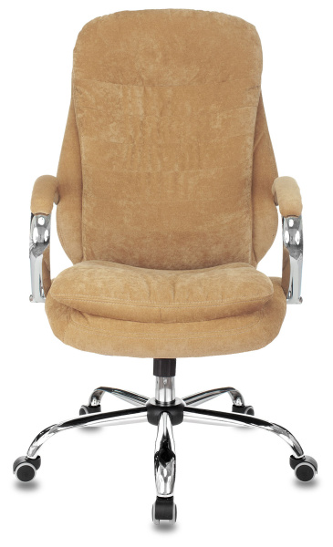 Кресло руководителя T-9950SL Fabric горчичный Velvet 73 крестов. металл хром