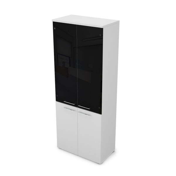 Шкаф высокий со стеклом Gloss line 9НШ.005.22 800x450x2045 (Белый премиум)