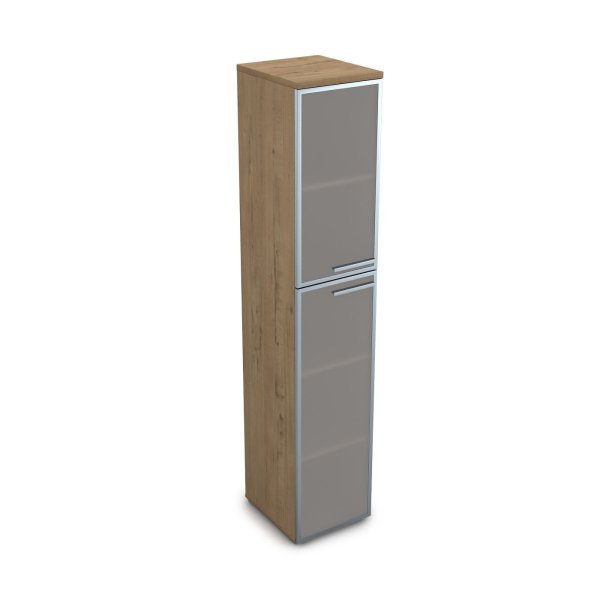 9ПП.005.17 Пенал высокий со стеклом (400x450x2045), правый (Teakwood)