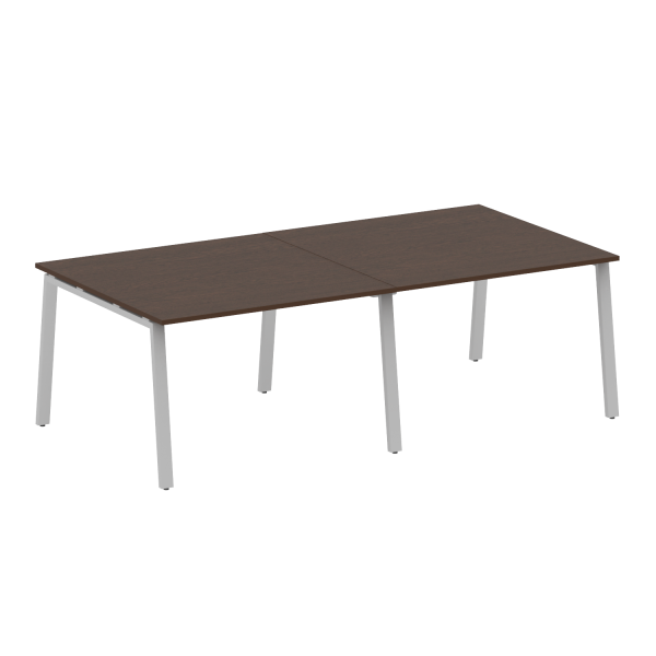 Стол для переговоров (2 столешницы) на А-образном м/к Metal System Style БА.ПРГ-2.2 2400x1235x750 (Венге Цаво/Серый металл)
