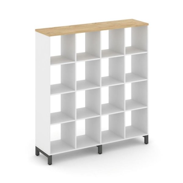 Каркас стеллажа 4 яруса SN.KS-440 (1488х400х1615) (Белый/Тиквуд Светлый/Металл Антрацит)