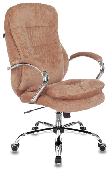 Кресло руководителя T-9950SL Fabric светло-коричневый Velvet 90 крестов. металл хром (Светло-коричневый)